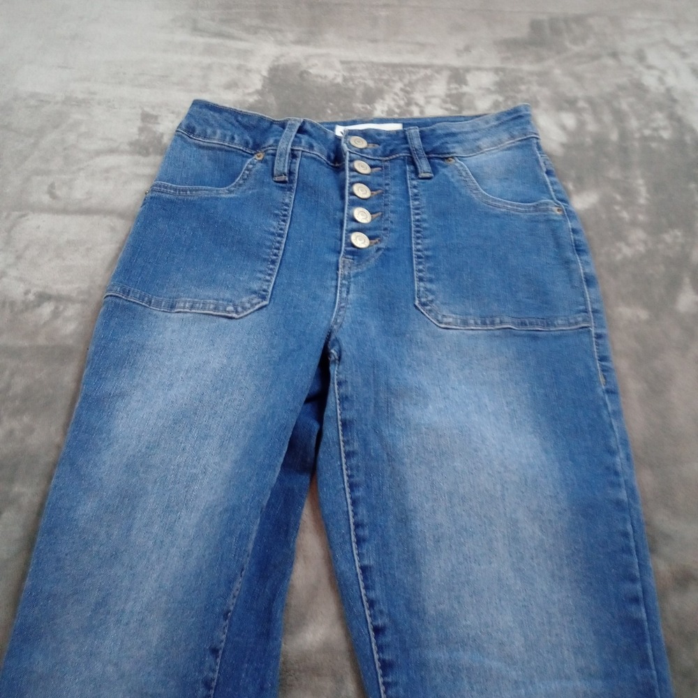 YMI High Rise Flare Denim Jeans Womens‎ Size 5 / 27 Blue Button Fly Festival - Picture 3 of 16